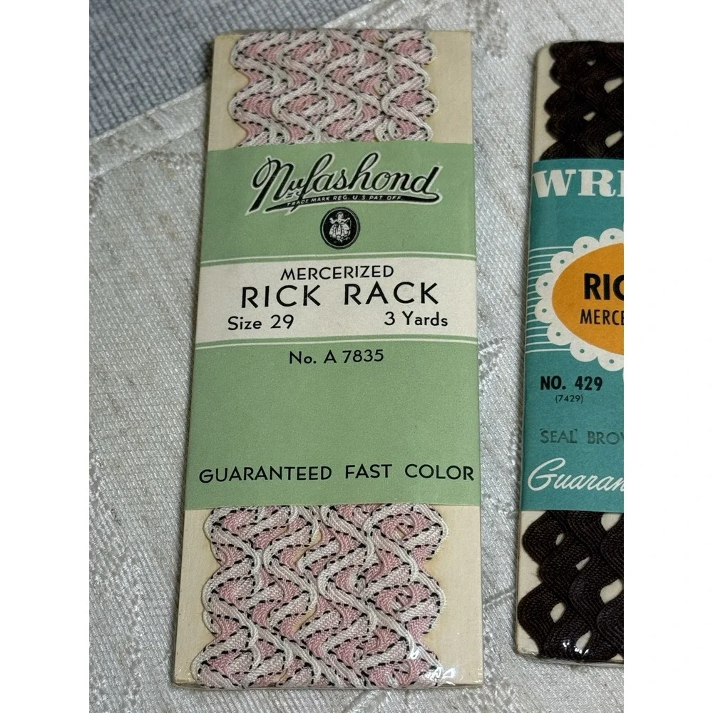 Vintage Nufashond & Wright's Rick Rack | Mercerized Cotton Trims | 15¢ Packaging